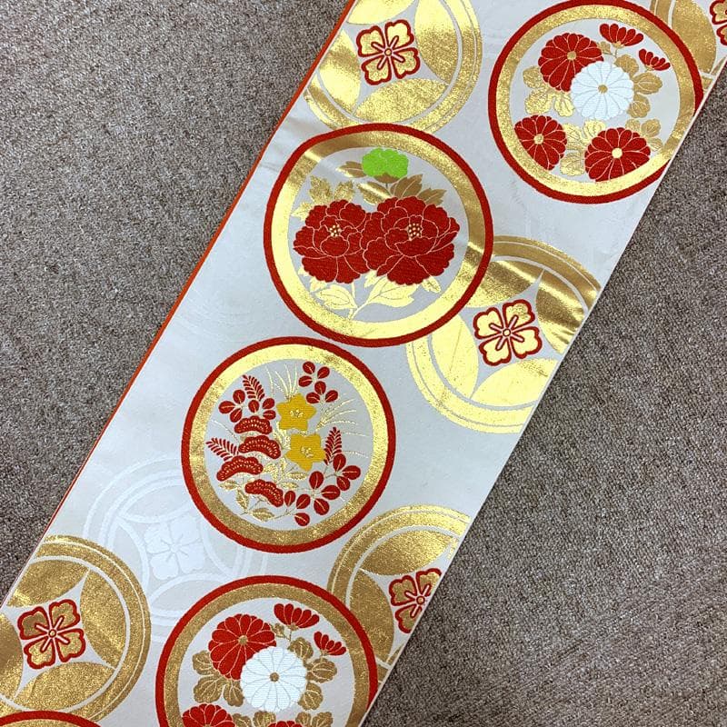 505ag52□七五三 七歳 女児 着物&袋帯 金彩 鶴 建物文□美品