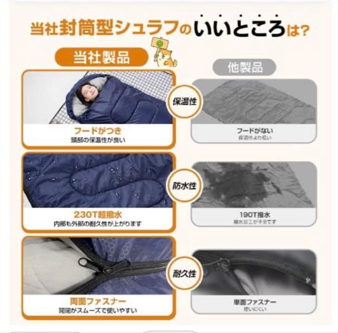✨新品❗️✨Zaida筒形寝袋【1.0kg】オールシーズン5〜20℃対応★黒／2個
