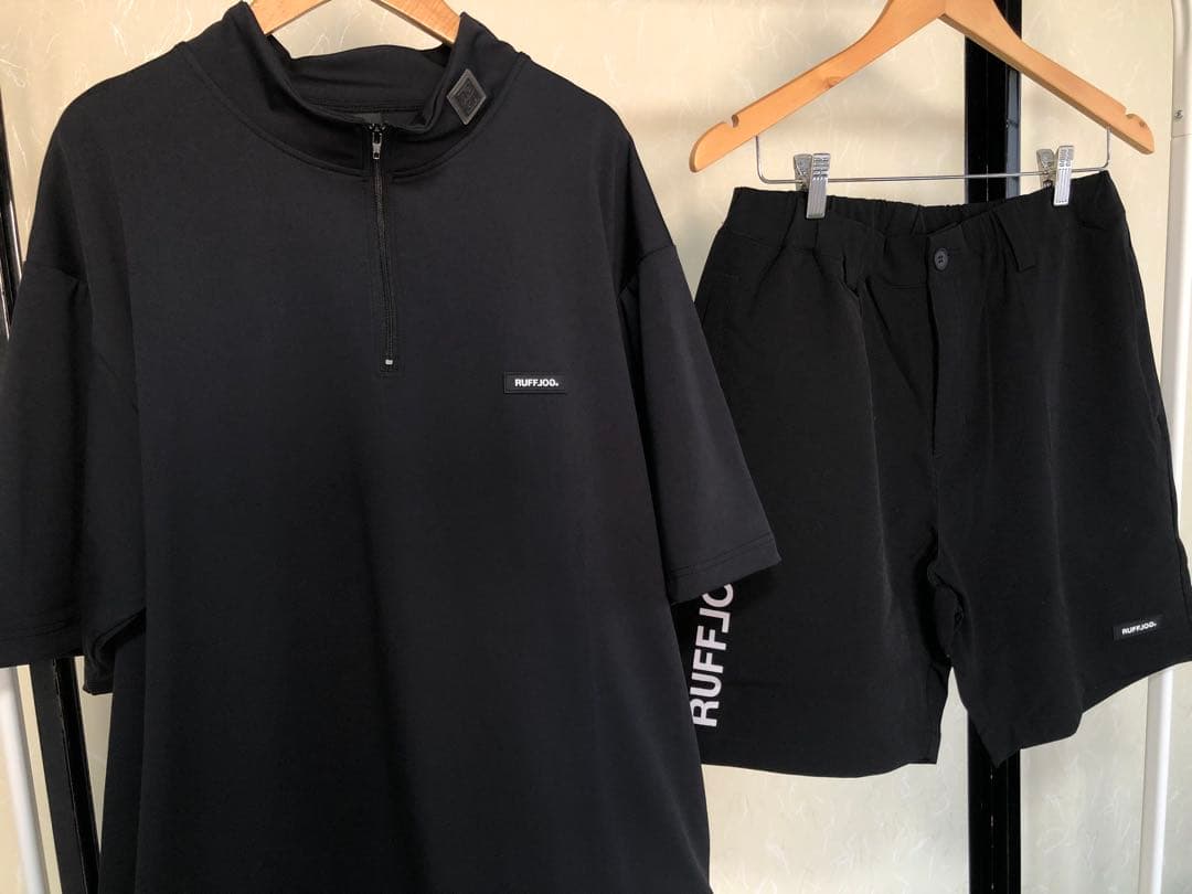 RUFFLOG モックネックシャツ＆ショートパンツセット　サイズL BLACK