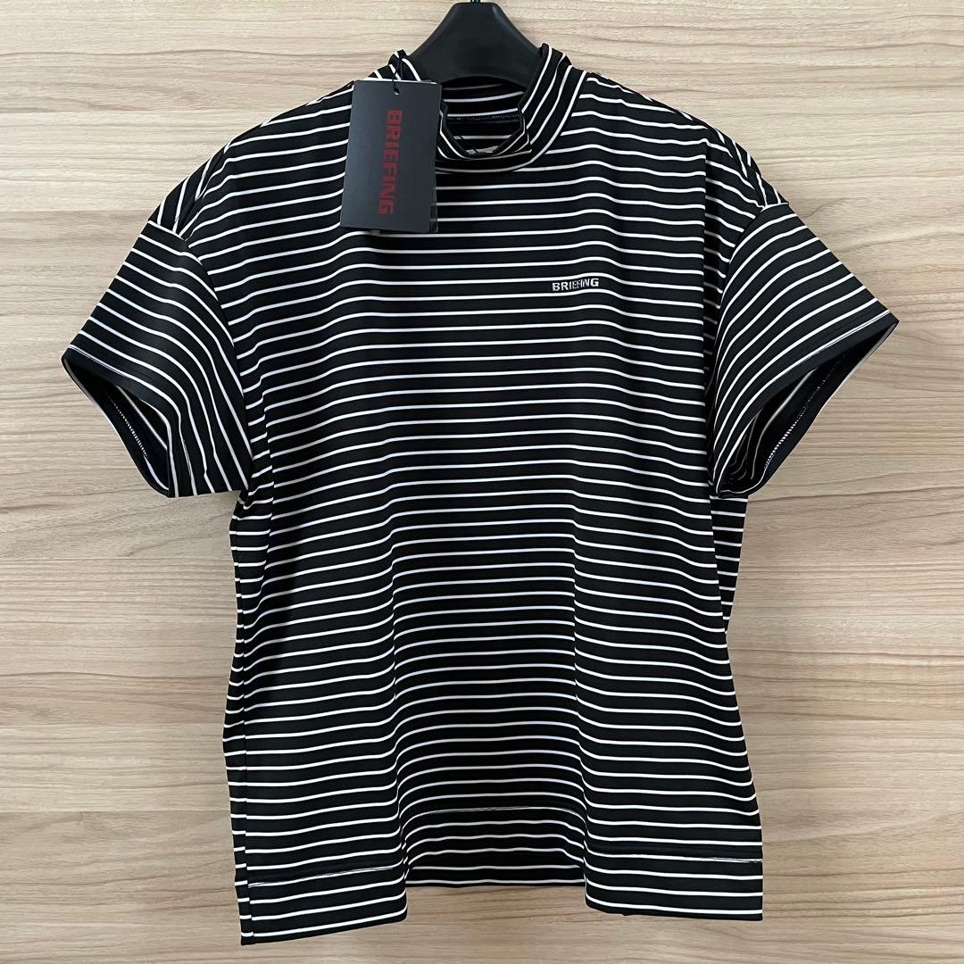 新品★19,800円 黒M BRIEFING 半袖ストライプモックネックシャツ