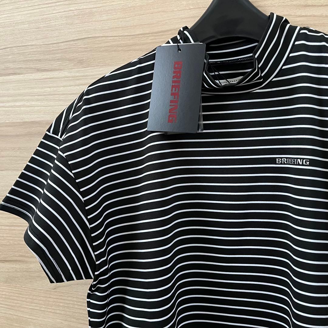 新品★19,800円 黒M BRIEFING 半袖ストライプモックネックシャツ