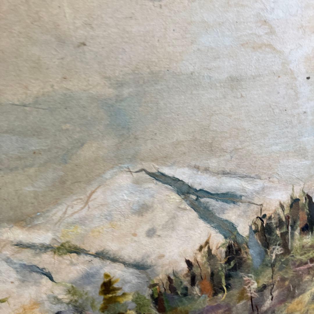和紙ちぎり絵 貼り絵 山の風景 紅葉 額装 壁掛け インテリア アート 風景画