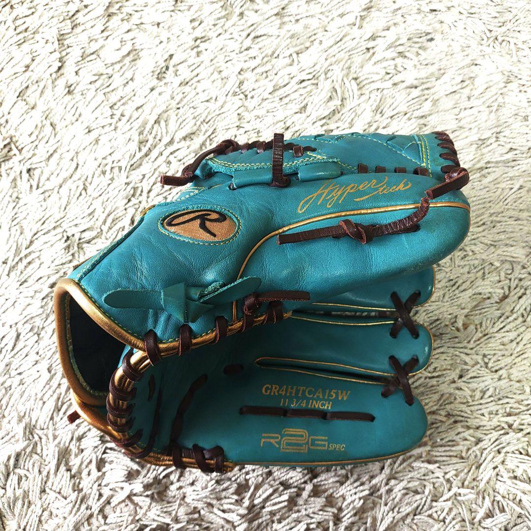 【良品・ターコイズ】Rawlings ローリングス 軟式野球　グローブ　投手用