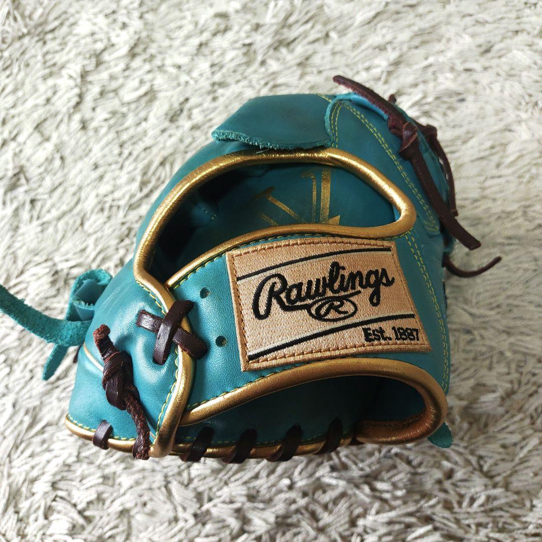 【良品・ターコイズ】Rawlings ローリングス 軟式野球　グローブ　投手用