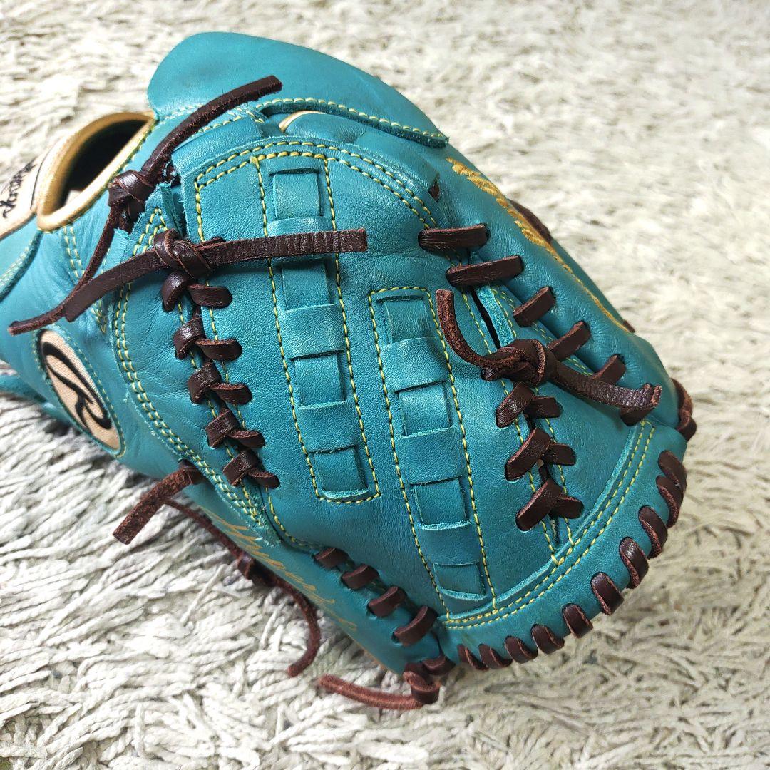 【良品・ターコイズ】Rawlings ローリングス 軟式野球　グローブ　投手用