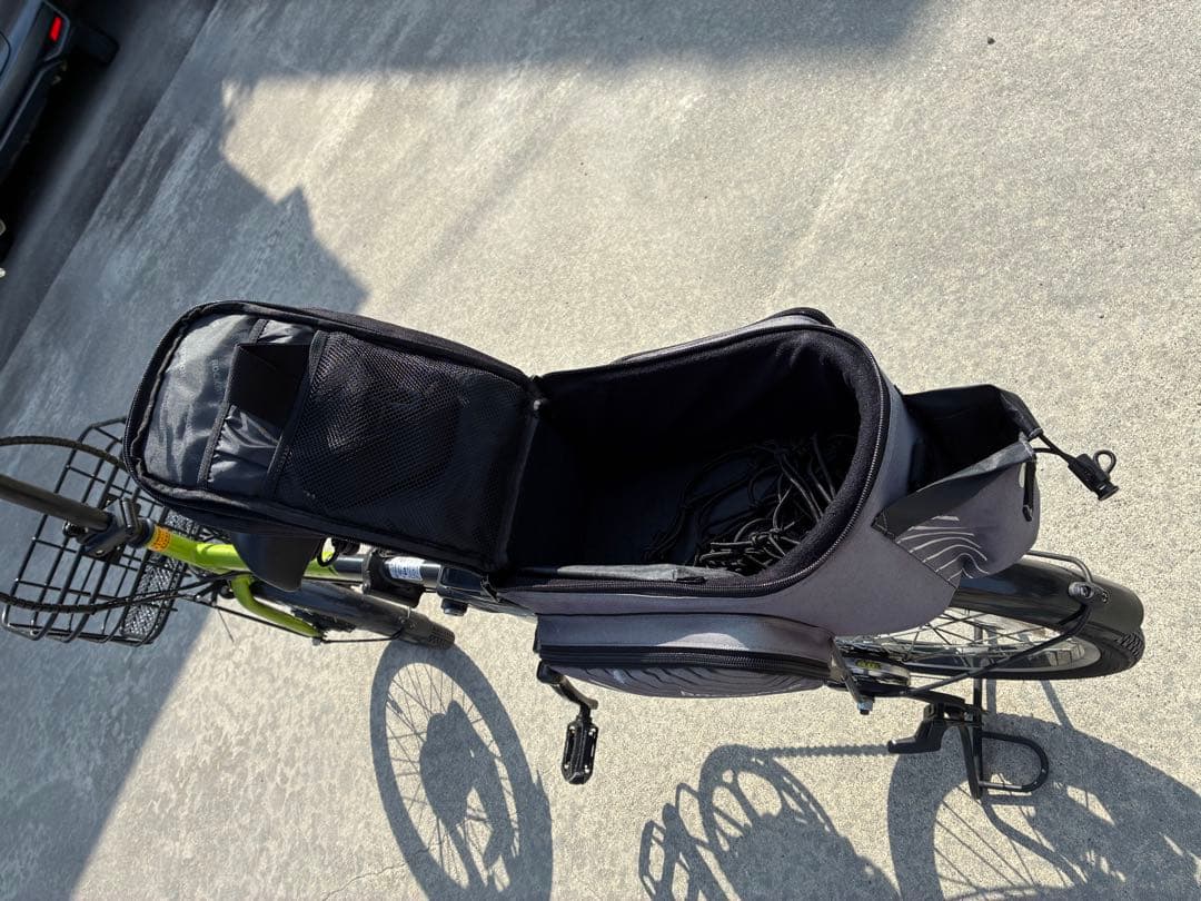 黄緑　電動自転車　折畳　名古屋近郊送料込　後ろバッグ付　ペルテックPELTECH