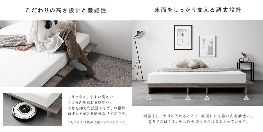 送料無料 セミダブルベッド フレーム 保証・コンセント付 すのこストーングレー
