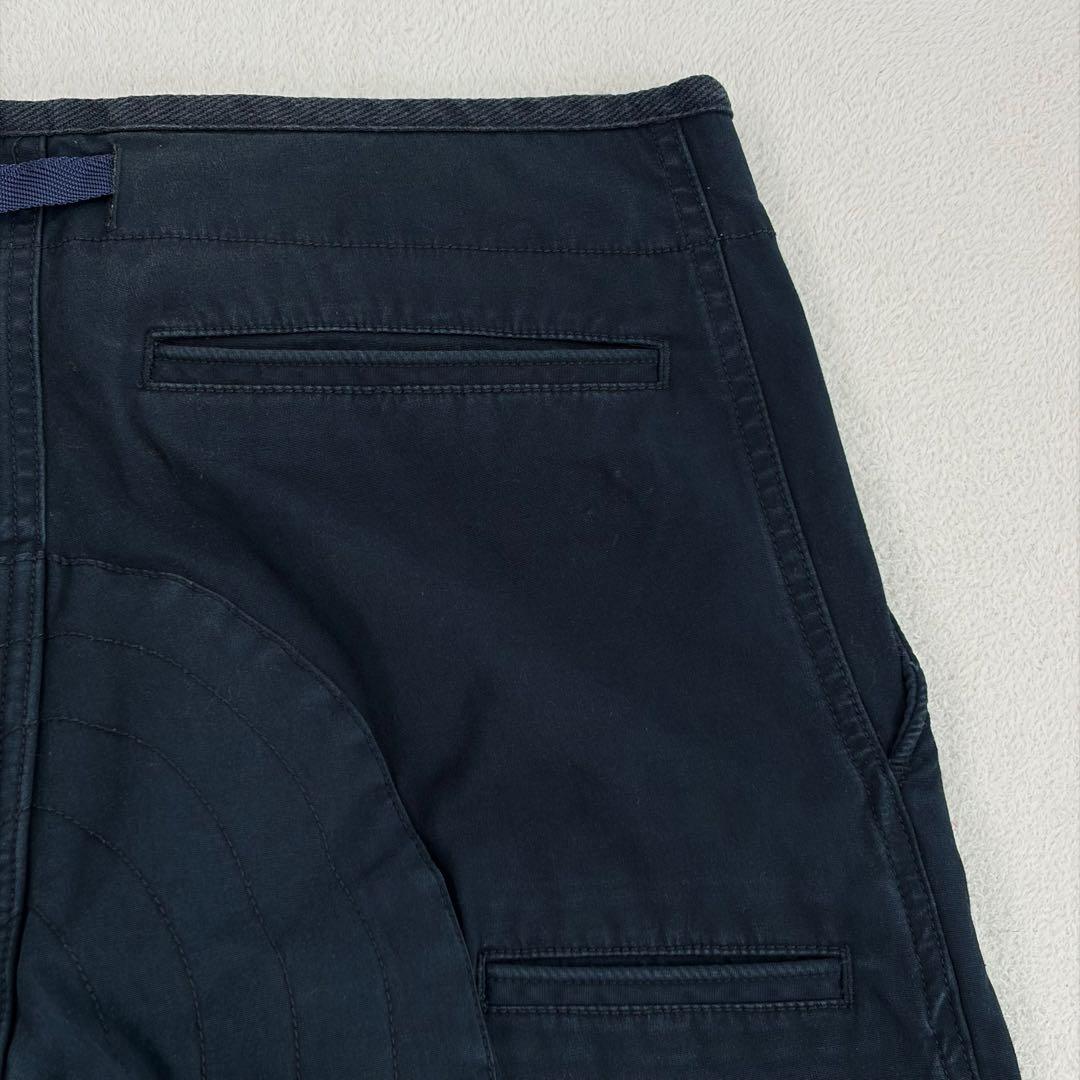 美品【narifuri】サルエル風 サイクル クロップドパンツ 紺 S ベルト付