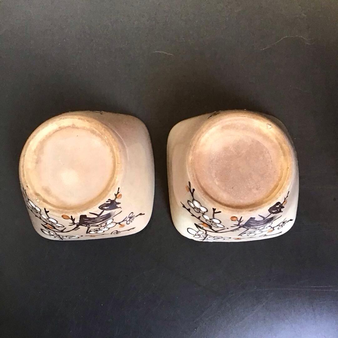 古陶器　梅図小鉢2個セット　骨董品　アンティーク　レトロ