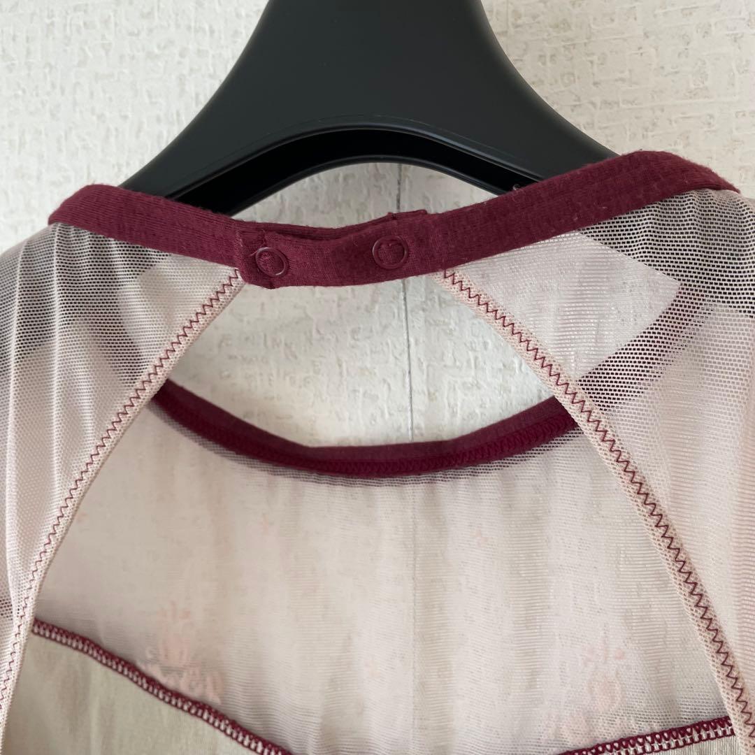6 チャコット レオタード ワインレッド レース ロングスリーブ