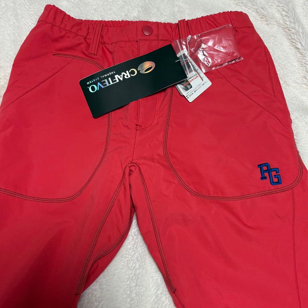 新品タグ付 パーリーゲイツ サーマルパンツ レッド レディース 0 保温