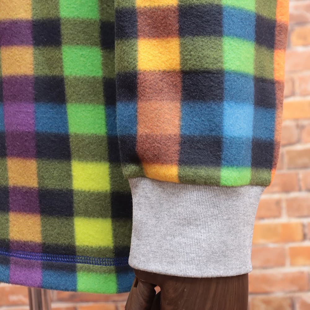 【新品・5(LL)】GREENCLUBS・フリース チェック 長袖ポロシャツ