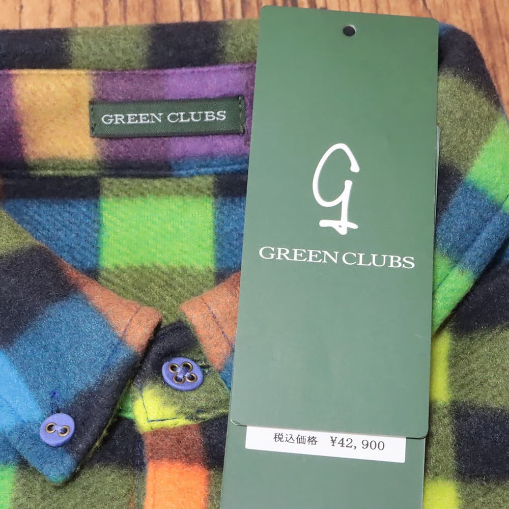 【新品・5(LL)】GREENCLUBS・フリース チェック 長袖ポロシャツ