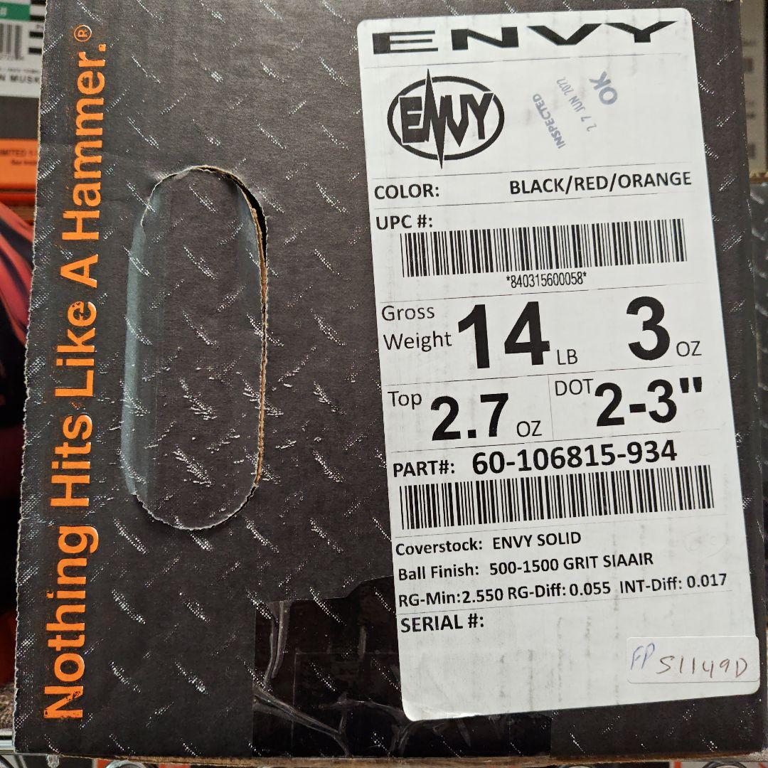【HAMMER】ENVY ハンマー ボウリングボール 14lbs.