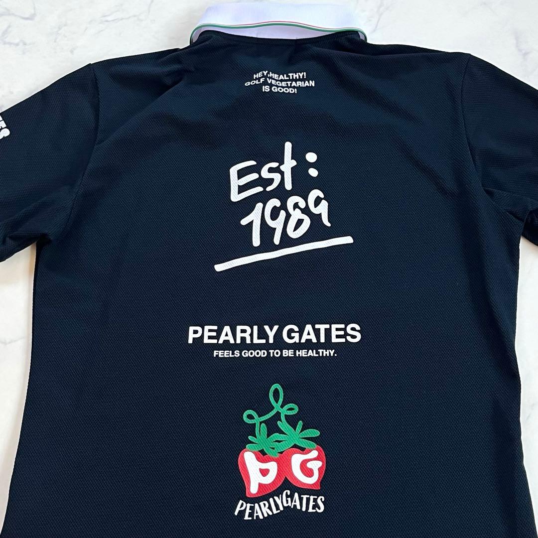 美品✨PEARLY GATES Peチェックサッカー半袖ポロシャツ ネイビー L