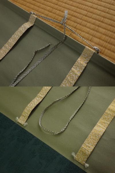 【値下】【掛軸】天泉 山水画 大型 約204cm 絹本 古画 骨董品（木箱付き）
