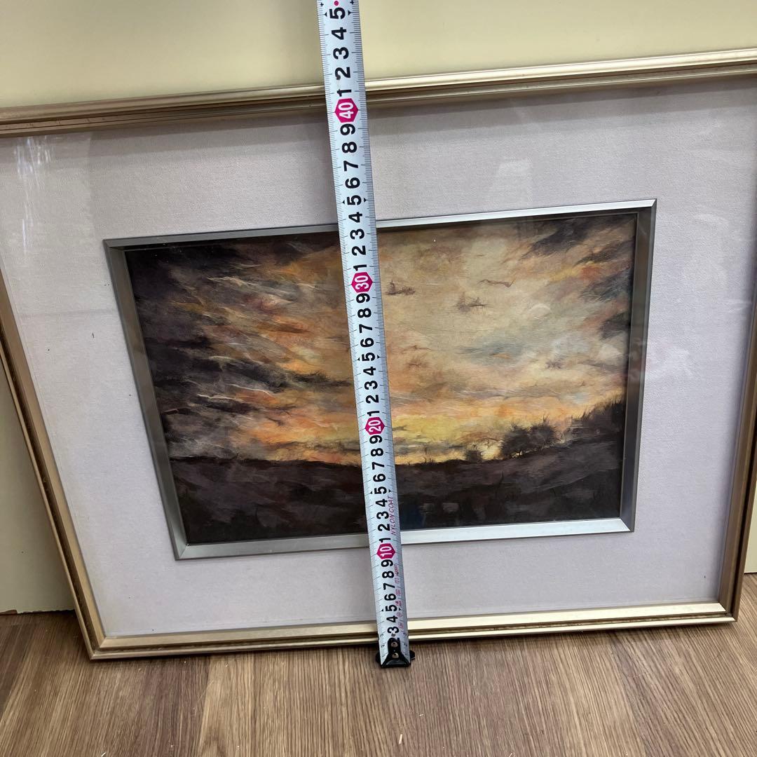 風景画 夕焼け 雲 額装 アート インテリア 壁掛け 和紙風 ちぎり絵 貼り絵