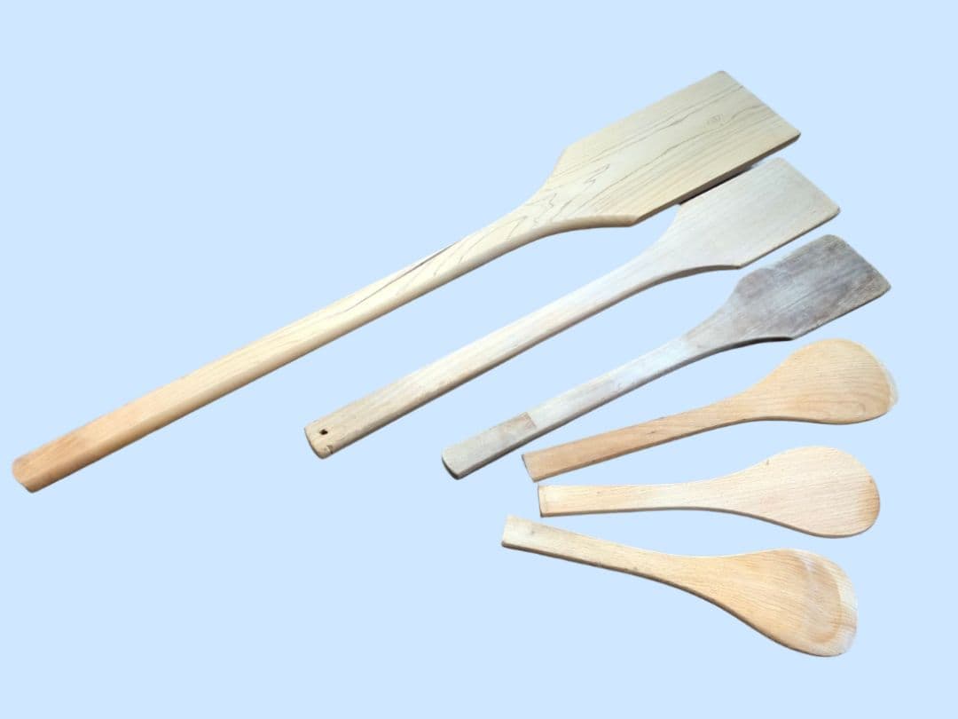 木製 業務用 角スパテル しゃもじ ６本セット 木べら スパチュラ 厨房