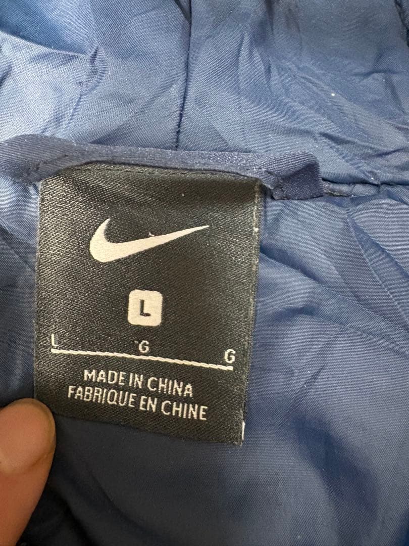 NIKEナイキバーミンガムFC 中綿ベンチコート L 紺刺繍ロング丈