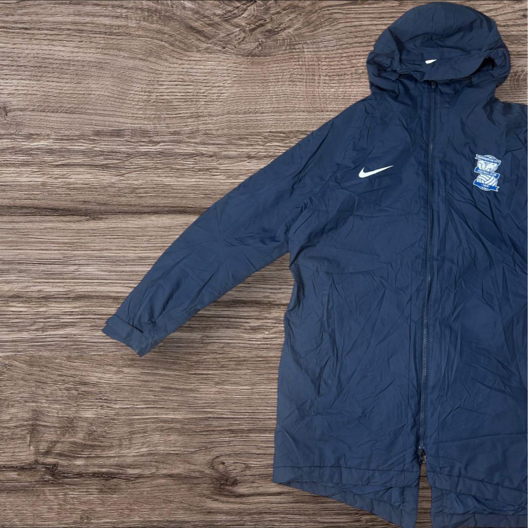 NIKEナイキバーミンガムFC 中綿ベンチコート L 紺刺繍ロング丈