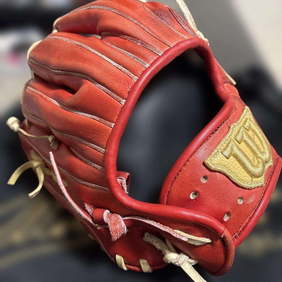 Wilson staff硬式グローブ 赤 [日本製][グローブ袋付き]