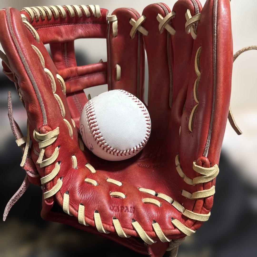 Wilson staff硬式グローブ 赤 [日本製][グローブ袋付き]
