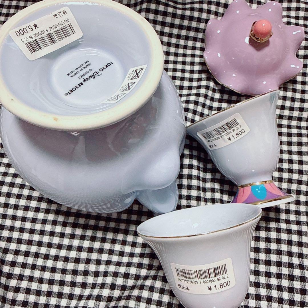 【新品.未使用】♡美女と野獣　ポット夫人のティーポットとマグカップ 3点セット♡