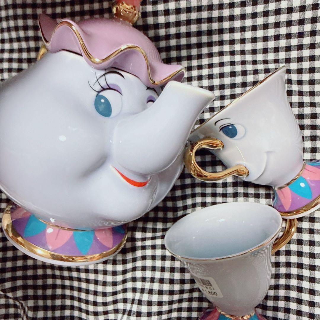 【新品.未使用】♡美女と野獣　ポット夫人のティーポットとマグカップ 3点セット♡