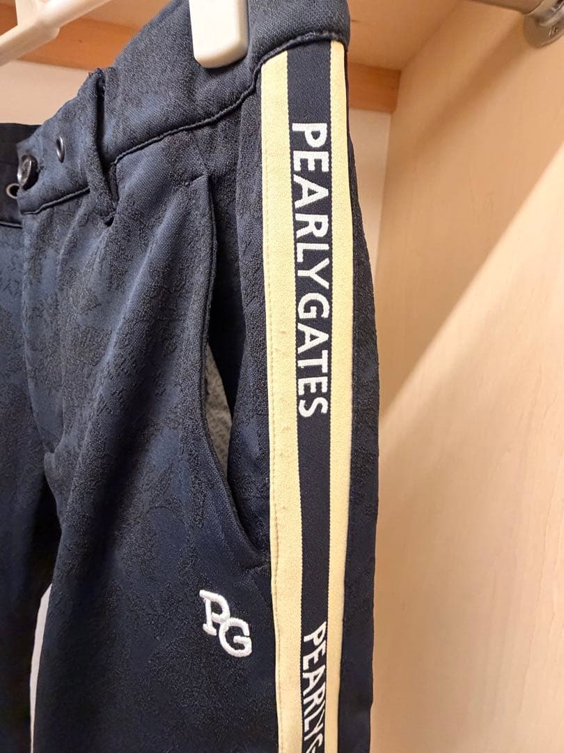 PEARYGATES ストライプジャージパンツ ブラック　M