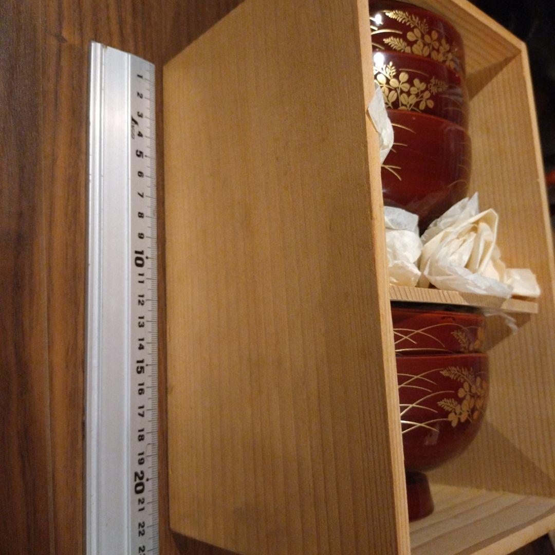 漆お椀　フタ無し　懐石　料理椀　5客　会津塗　漆器　金彩蒔絵 福田義三