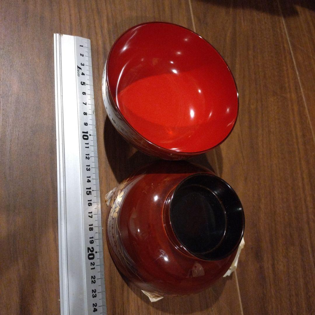漆お椀　フタ無し　懐石　料理椀　5客　会津塗　漆器　金彩蒔絵 福田義三