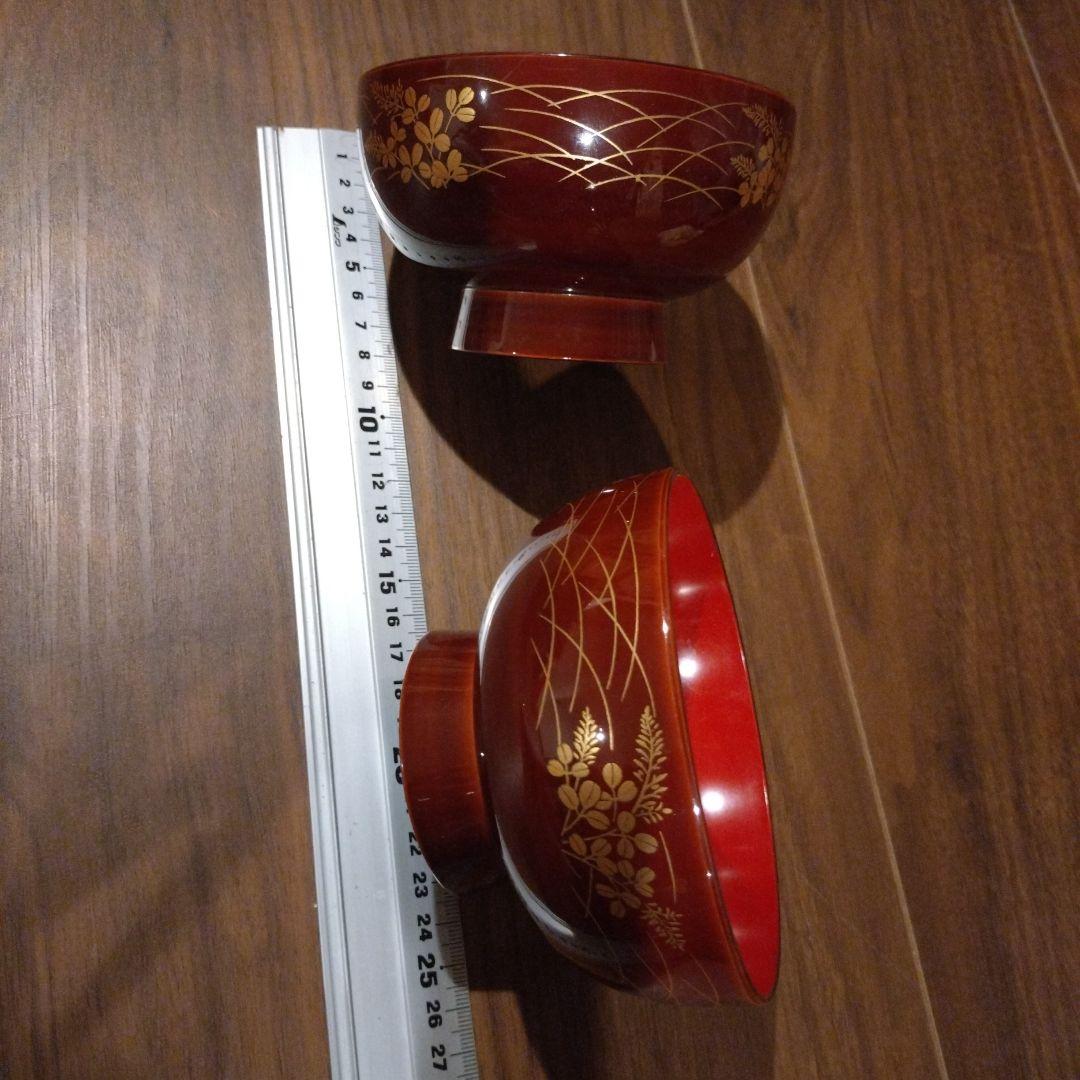 漆お椀　フタ無し　懐石　料理椀　5客　会津塗　漆器　金彩蒔絵 福田義三