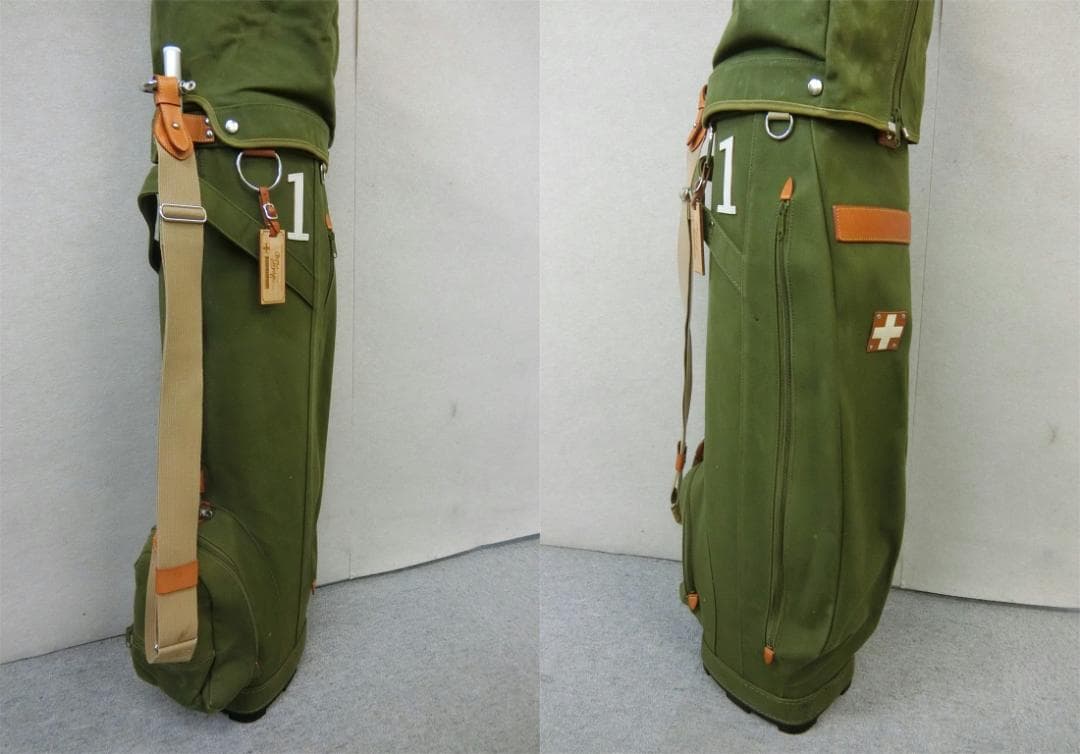 b382 木の庄帆布 Bon Voyage カーキ パイプキャディバッグ