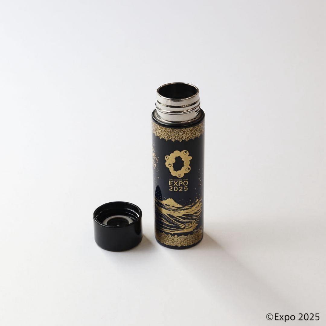 EXPO2025 公式ロゴ 山中塗 ステンレスボトル 葛飾北斎 黒×紺140ml