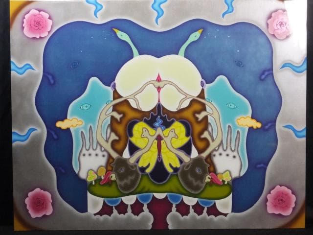 現代アート 山口聡一　直筆サイン『見たい夢は選べない』アクリル絵具 0718K