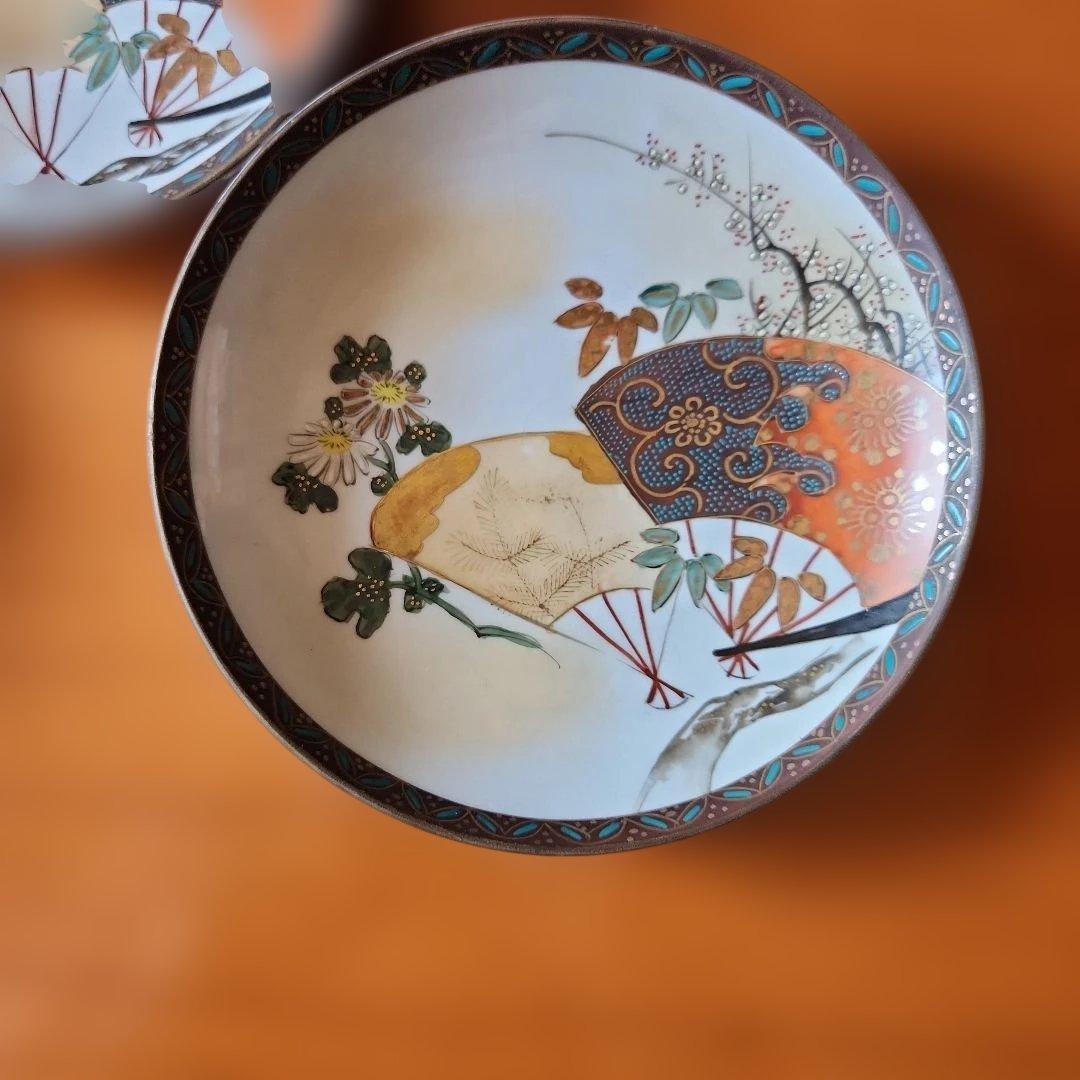 骨董品扇子模様の陶器皿 30枚