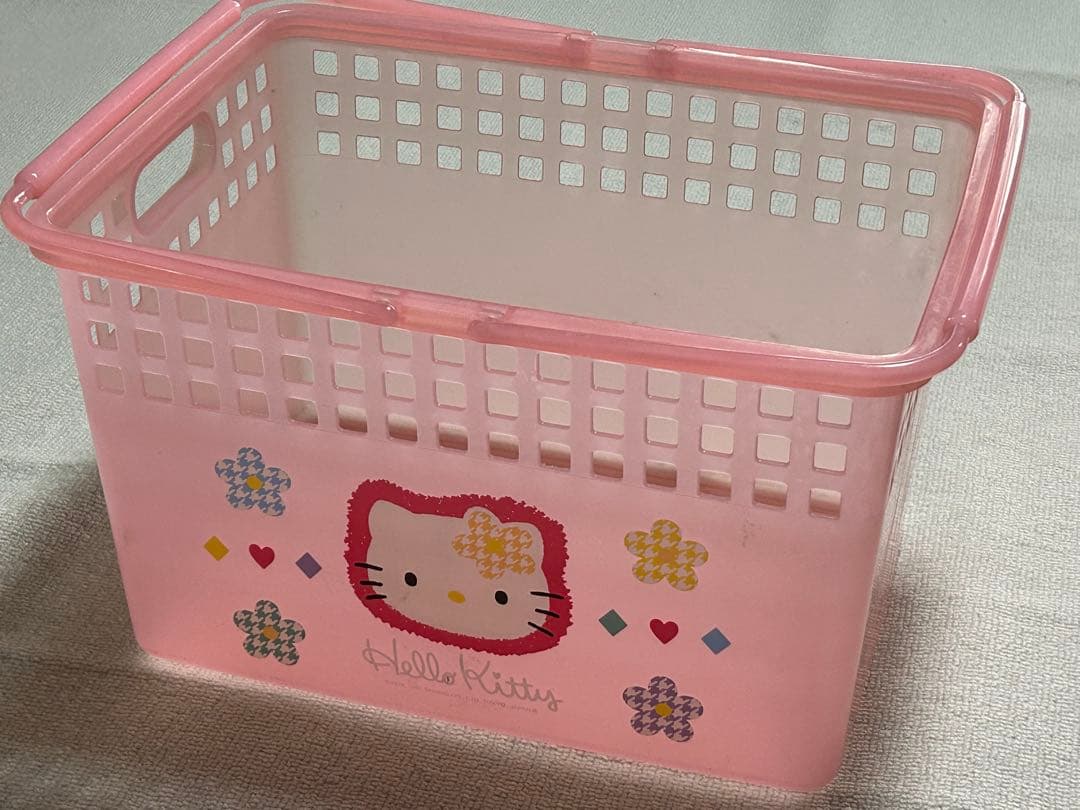 サンリオ レトロ ハローキティ カオハナ 洗濯カゴ バスケット ピンク 2色組