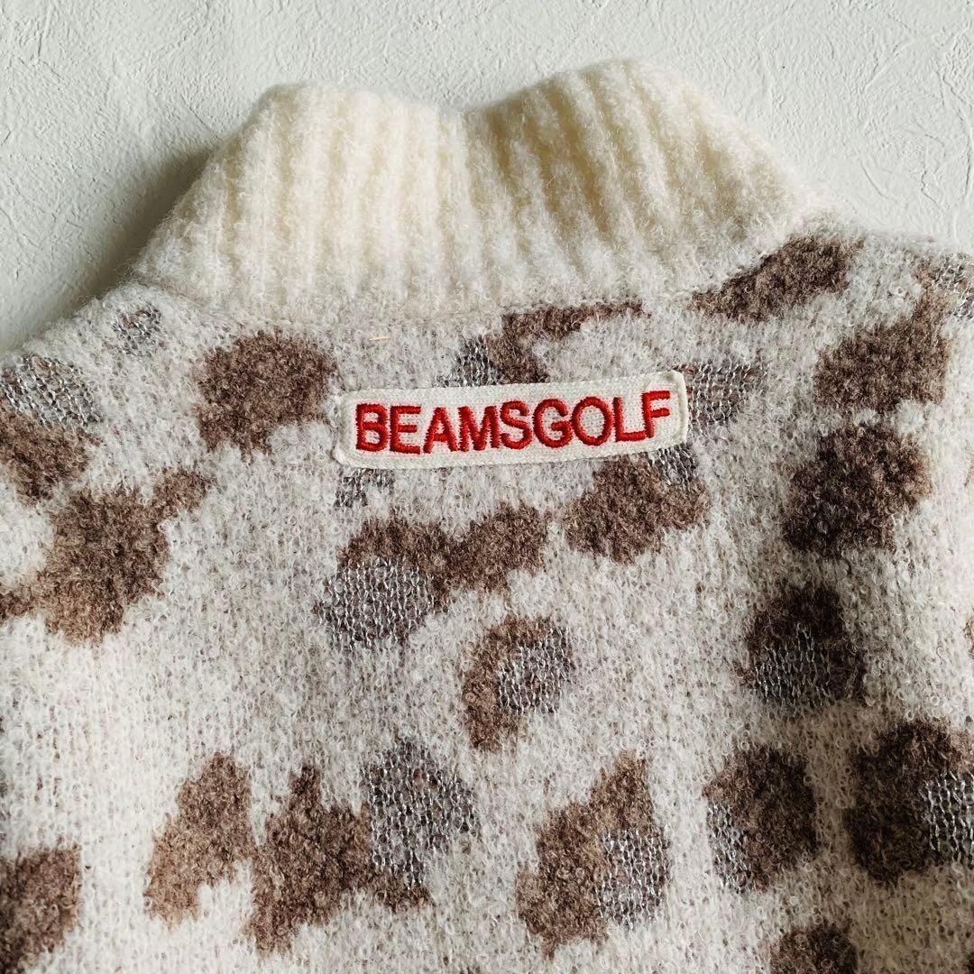 美品　BEAMS GOLF　定価2.7万　ジャガードニットブルゾン　ホワイト　S