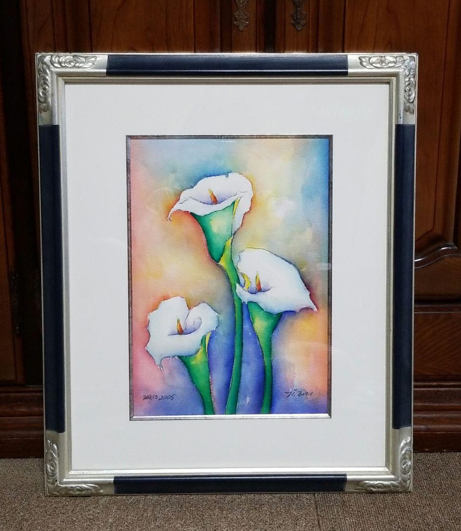 水彩画 美術品 花 PARIS 2005