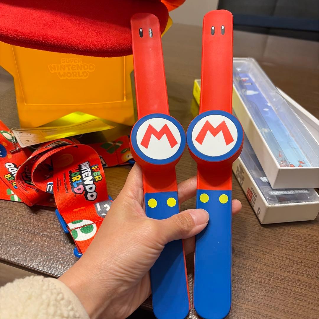 USJ マリオ パワーアップバンド2本＆スター ポップコーンバケツ＋帽子 セット