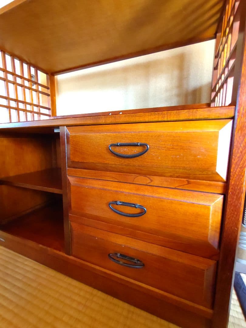 カリモク家具　飾り棚 茶箪笥 水屋箪笥 キャビネット 茶棚 　和風家具レトロ