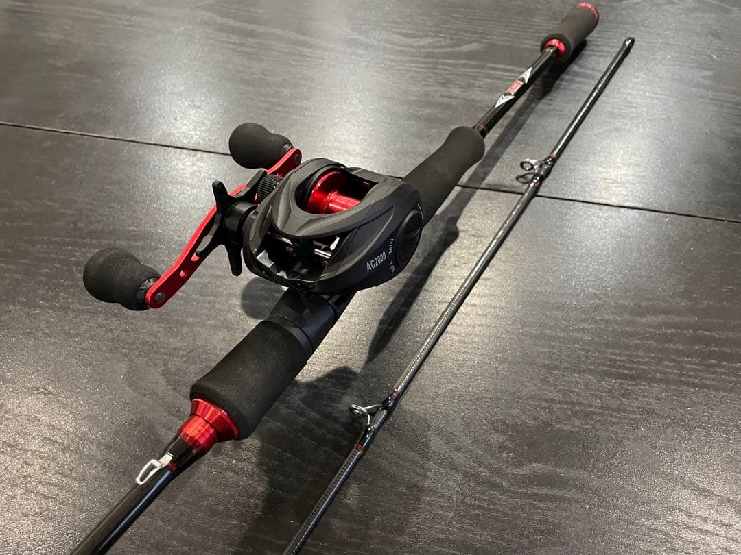 バス釣りセットベイトロッド&ベイトリール（パワーハンドル右巻)ライン100m付き