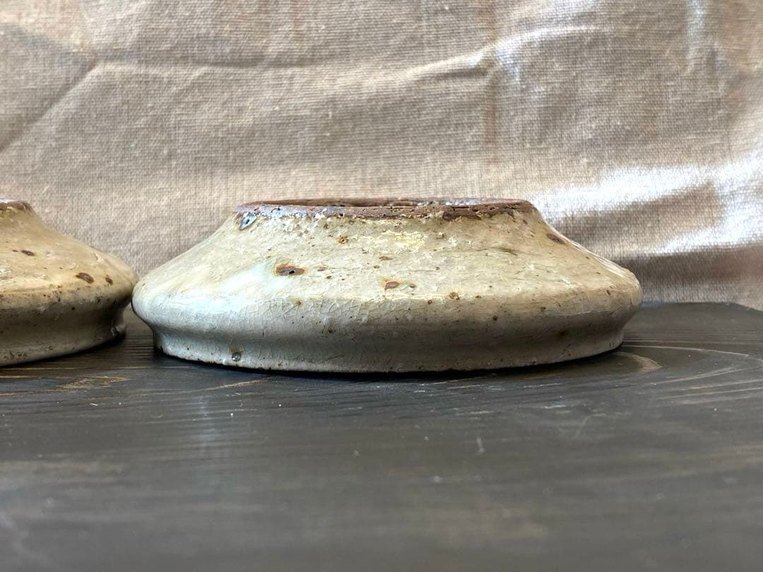 中村哲雄　薄灰　丸縁小鉢　2客　豆鉢　小皿　作家もの　器