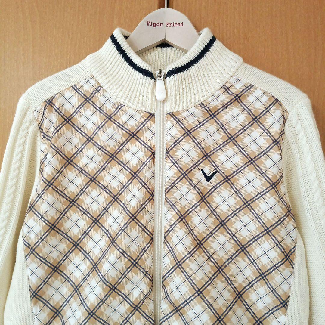 Callaway ケーブルニット 異素材 ゴルフ ブルゾン レディース M