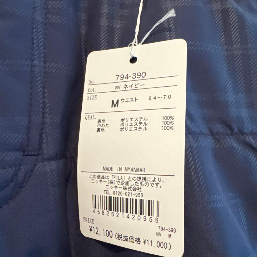FILA GOLF 中綿入りチェックパンツ ネイビー