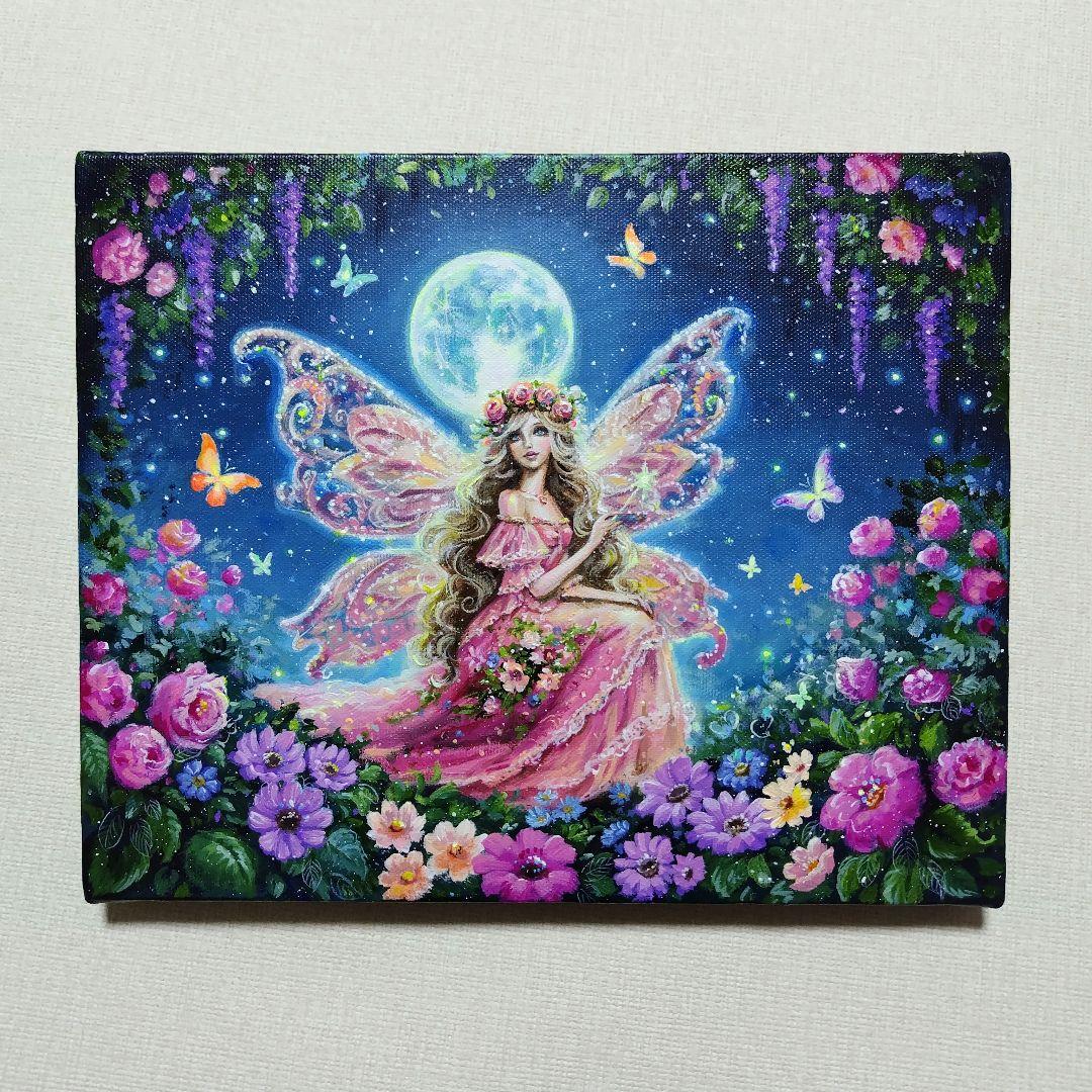 【妖精の春】アクリル画 F3 風景画 絵画