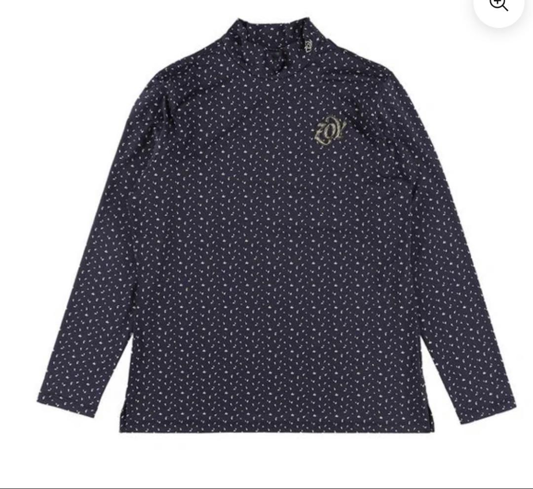 Zoy WOMEN トライアングルドットプリント 長袖モックネック ボルドー