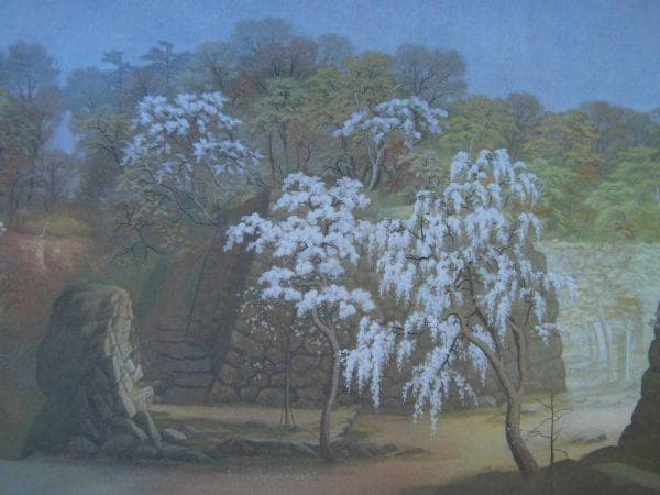 児玉希望、【うす陽さす春の古城】、希少画集画より、状態良好、新品高級額装付