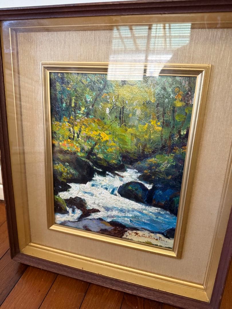 123.「急流の奥入瀬」髙橋一善 油絵