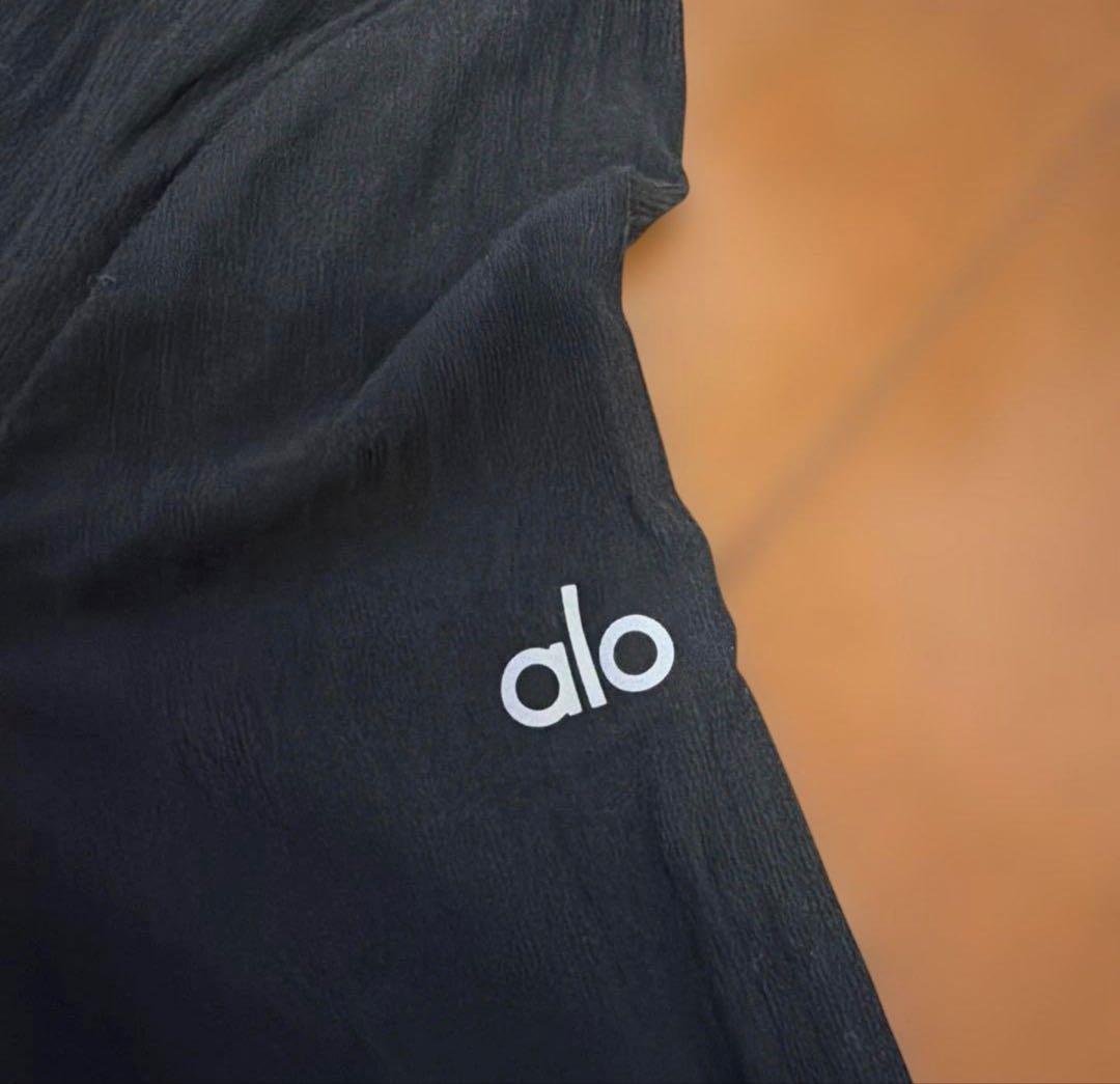 alo ブラック リブ編み 長袖Tシャツ XS